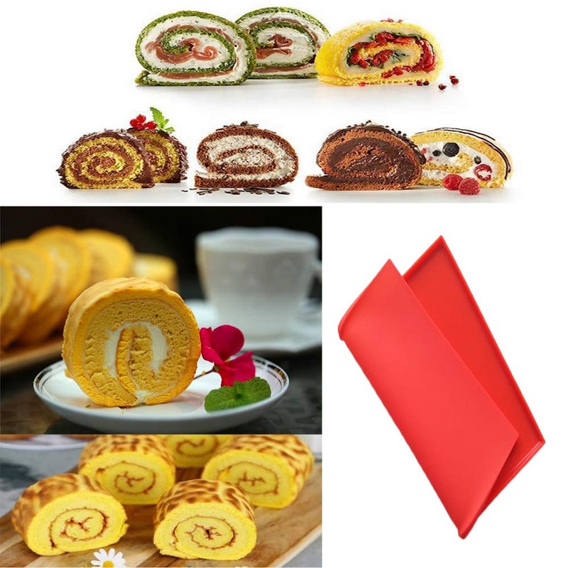 Brianver Swiss Roll Cake Mat - Flexible Multipurpose Silicone sheet Nonstick jelly roll pan Baking Tray Pastry Mat Pizza Cookies Moldï¼ˆset of 2ï¼‰ - Image 3